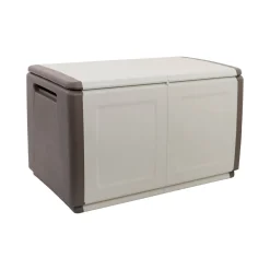 Bauli > Dmora Baule da cortile in resina 96x53x57h cm beige e marrone - Andra Beige, Marrone