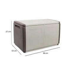 Bauli > Dmora Baule da cortile in resina 96x53x57h cm beige e marrone - Andra Beige, Marrone