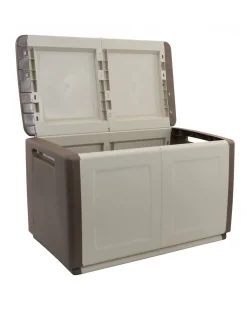 Bauli > Dmora Baule da cortile in resina 96x53x57h cm beige e marrone - Andra Beige, Marrone