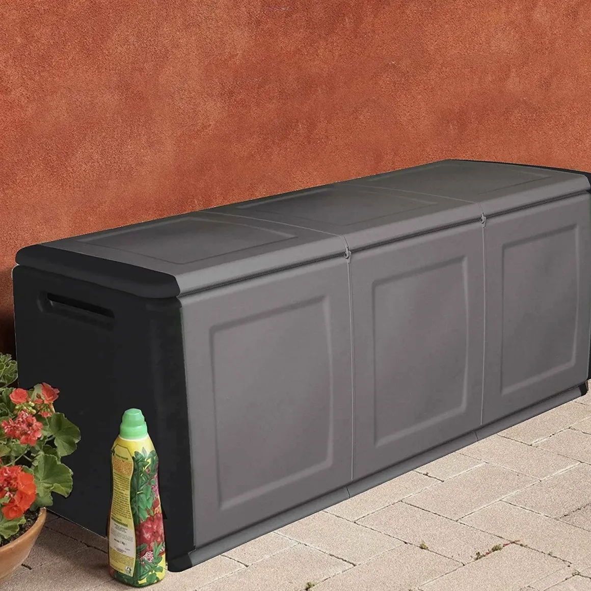 Baule da esterno grande 138x53x57h cm grigio chiaro e nero - Achse