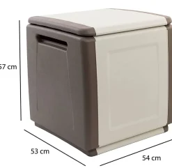 Baule da esterno piccolo 54x53x57h cm beige e marrone - Azziuro
