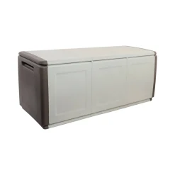 Bauli > Dmora Baule da giardino impermeabile 138x53x57h cm beige e marrone - Achse Beige, Marrone