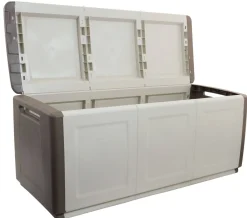Bauli > Dmora Baule da giardino impermeabile 138x53x57h cm beige e marrone - Achse Beige, Marrone