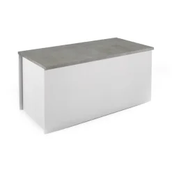Baule moderno legno 90x45x45h cm bianco e cemento - Ayusnay
