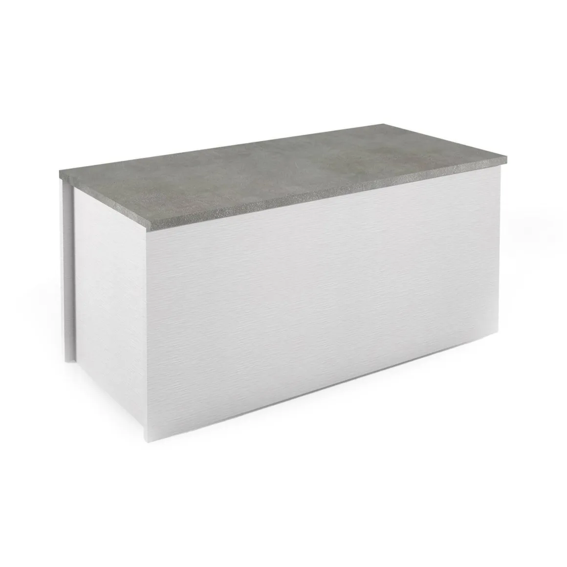 Baule moderno legno 90x45x45h cm bianco e cemento - Ayusnay