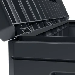 Bauli > Dmora Baule Resistente ai Raggi uv Impermeabile Capacità 350 l Chiusura Lucchetto 118.5x52x56.8h cm, Materiale Piano in Plastica - Nurri Nero Antracite