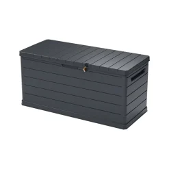 Bauli > Dmora Baule Resistente ai Raggi uv Impermeabile Capacità 350 l Chiusura Lucchetto 118.5x52x56.8h cm, Materiale Piano in Plastica - Nurri Nero Antracite