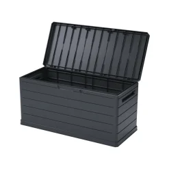 Bauli > Dmora Baule Resistente ai Raggi uv Impermeabile Capacità 350 l Chiusura Lucchetto 118.5x52x56.8h cm, Materiale Piano in Plastica - Nurri Nero Antracite