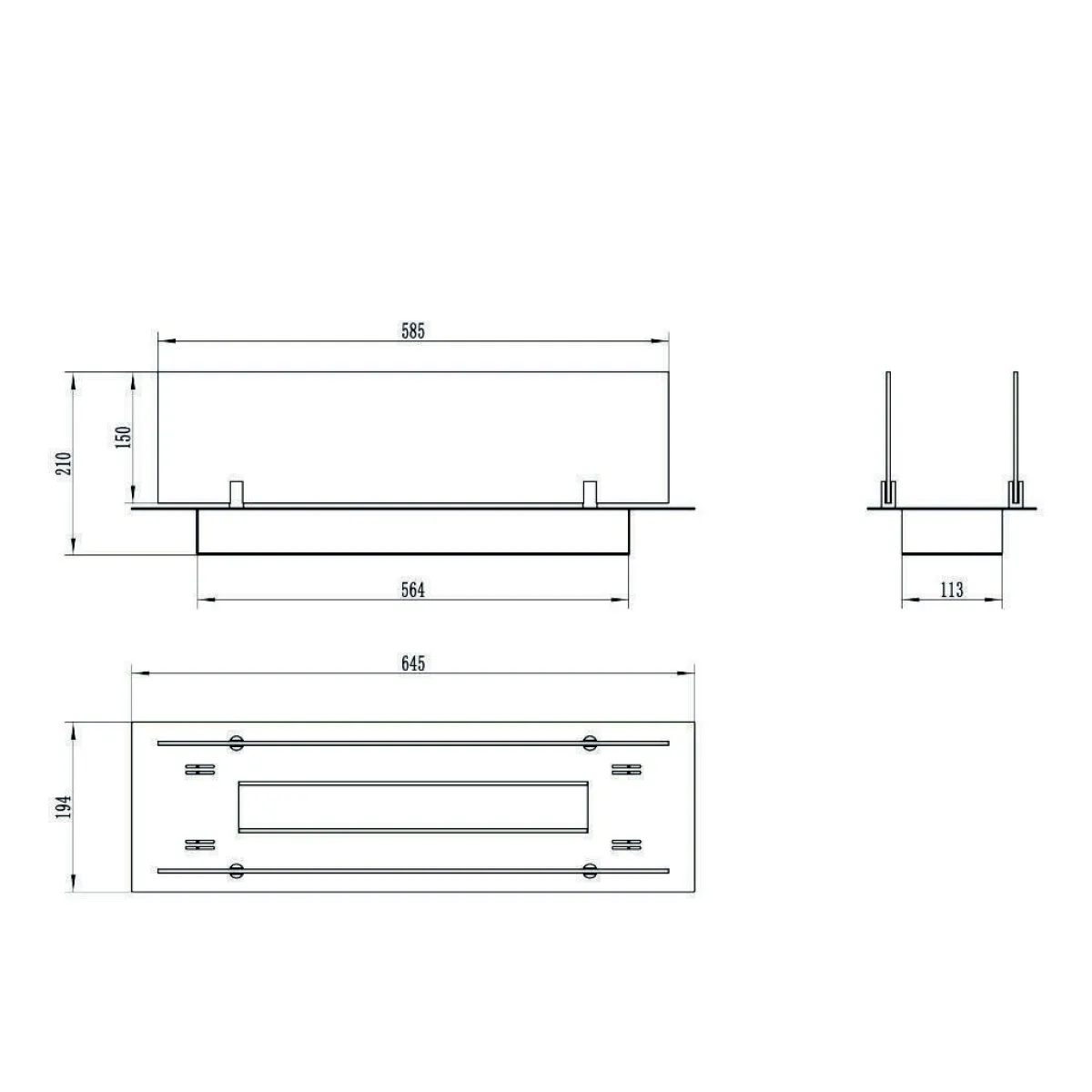Accessori Riscaldamento > Dmora Bruciatore Affile, 65x65 h21 cm, Nero e Argento Argento, Nero
