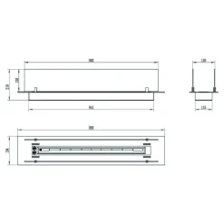 Bruciatore Affi, 99x19 h21 cm, Nero e Argento