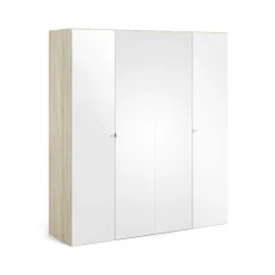 Altri Guardaroba > Dmora Cabina armadio 4 ante quercia e bianca lucida 195x218h cm - Keila Bianco Lucido, Marrone Quercia