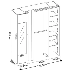 Cabina armadio classica bianca e antracite 177x205h cm - Aru