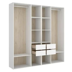 Cabina armadio con cassetti bianca e rovere 196x205h cm - Mala