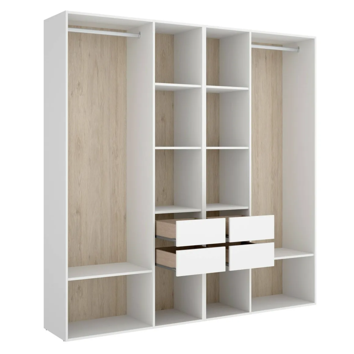 Cabina armadio con cassetti bianca e rovere 196x205h cm - Mala