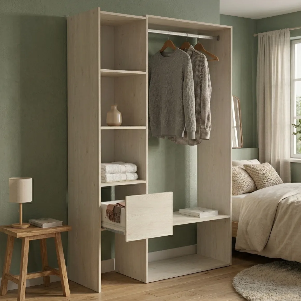 Cabina armadio con ripiani regolabili rovere 119x183h cm - Tsuruhime