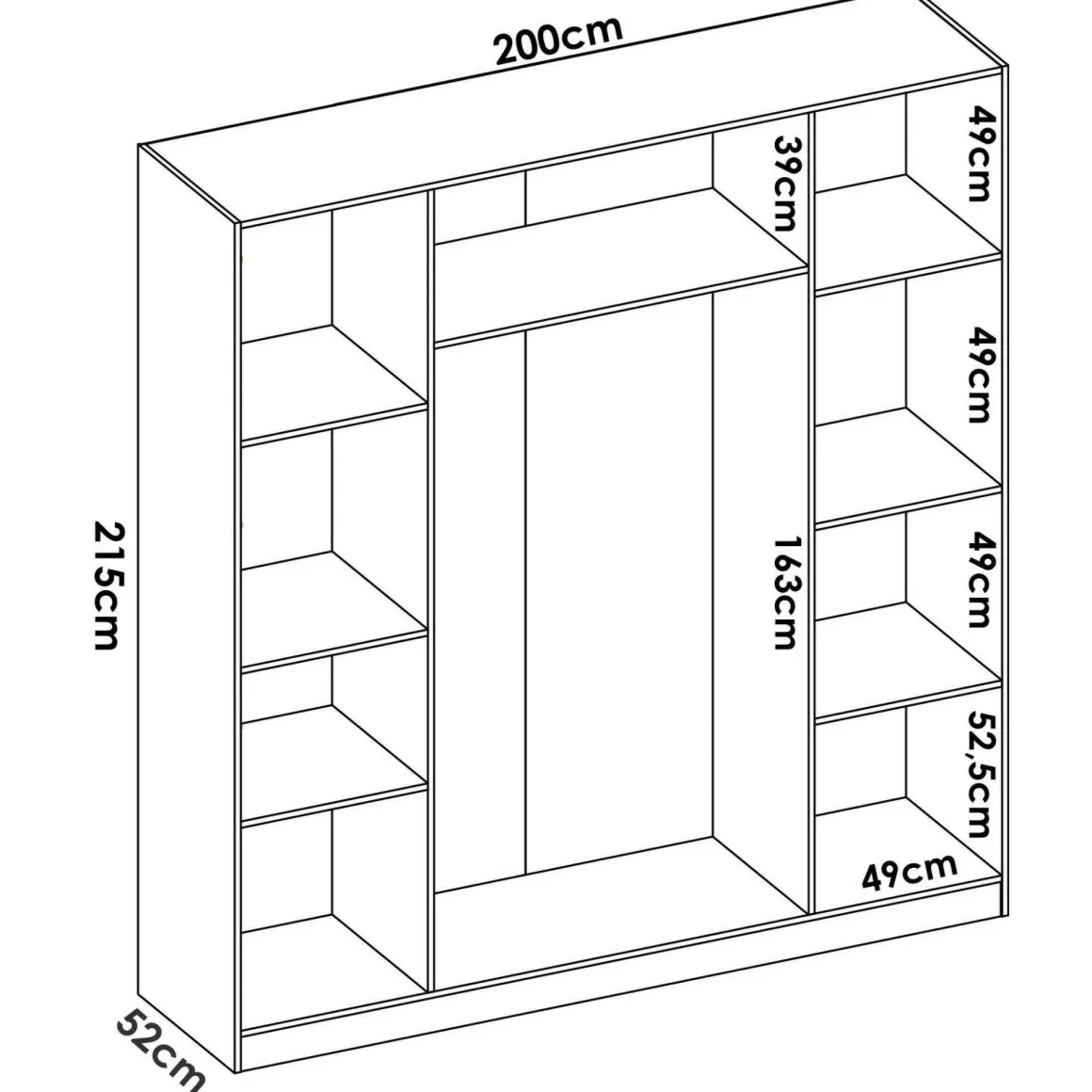 Cabina armadio con ripiani regolabili rovere 200x215h cm - Persefone