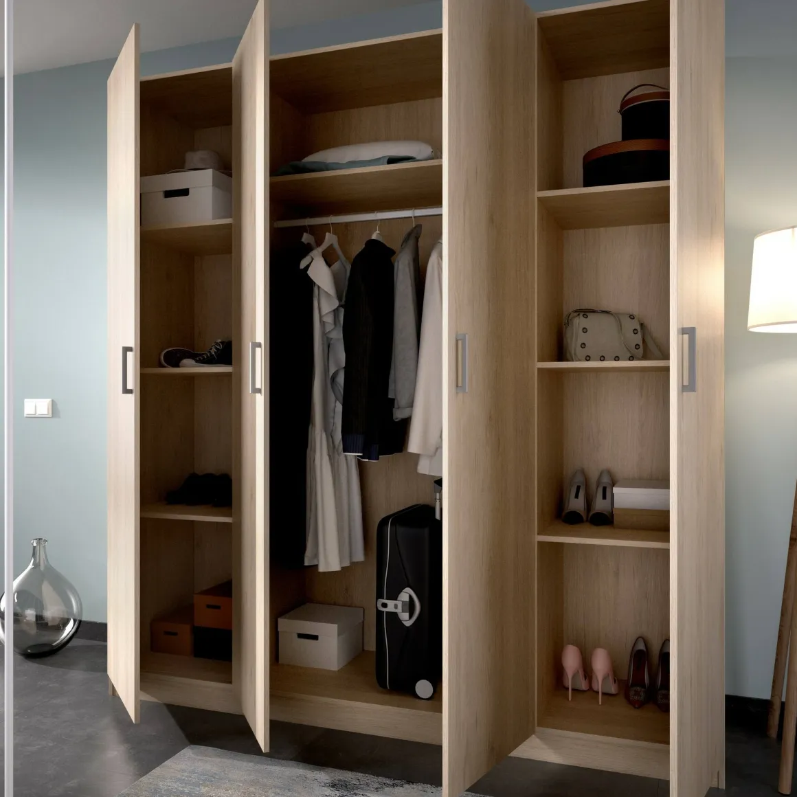 Cabina armadio con ripiani regolabili rovere 200x215h cm - Persefone