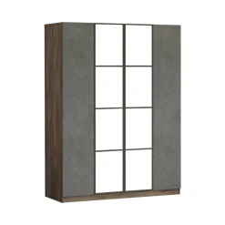 Cabina armadio con specchio marrone e grigia 138x183h cm - Phet