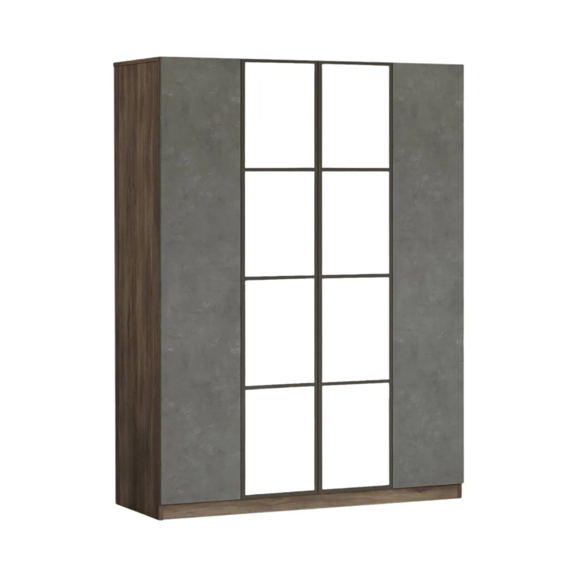 Cabina armadio con specchio marrone e grigia 138x183h cm - Phet