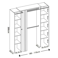Cabine Armadio|Altri Guardaroba > Dmora Cabina armadio con tenda rovere e grigia 180x205h cm - Acron Grigio, Marrone Rovere