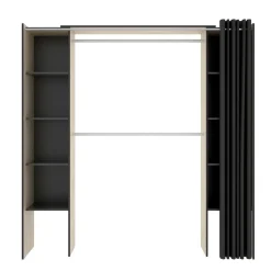 Cabine Armadio|Altri Guardaroba > Dmora Cabina armadio con tenda rovere e grigia 180x205h cm - Acron Grigio, Marrone Rovere