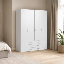 Altri Guardaroba > Dmora Cabina armadio in legno bianca lucida 154x200h cm - Amoruccio Bianco Lucido