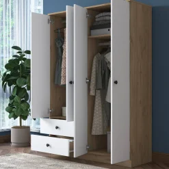 Cabina armadio in legno noce e bianca 120x170h cm - Acanto