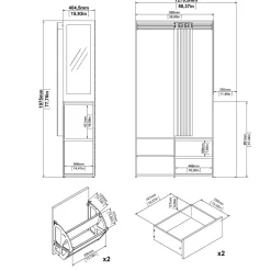 Altri Guardaroba > Dmora Cabina armadio in legno rovere e bianca 127x197h cm - Amaranto Bianco, Marrone Rovere