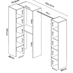 Cabina armadio modulabile bianca 226x185h cm - Alexois