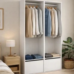 Cabine Armadio|Altri Guardaroba > Dmora Cabina armadio salvaspazio bianca e rovere 120x205h cm - Pewa Marrone, Bianco Rovere