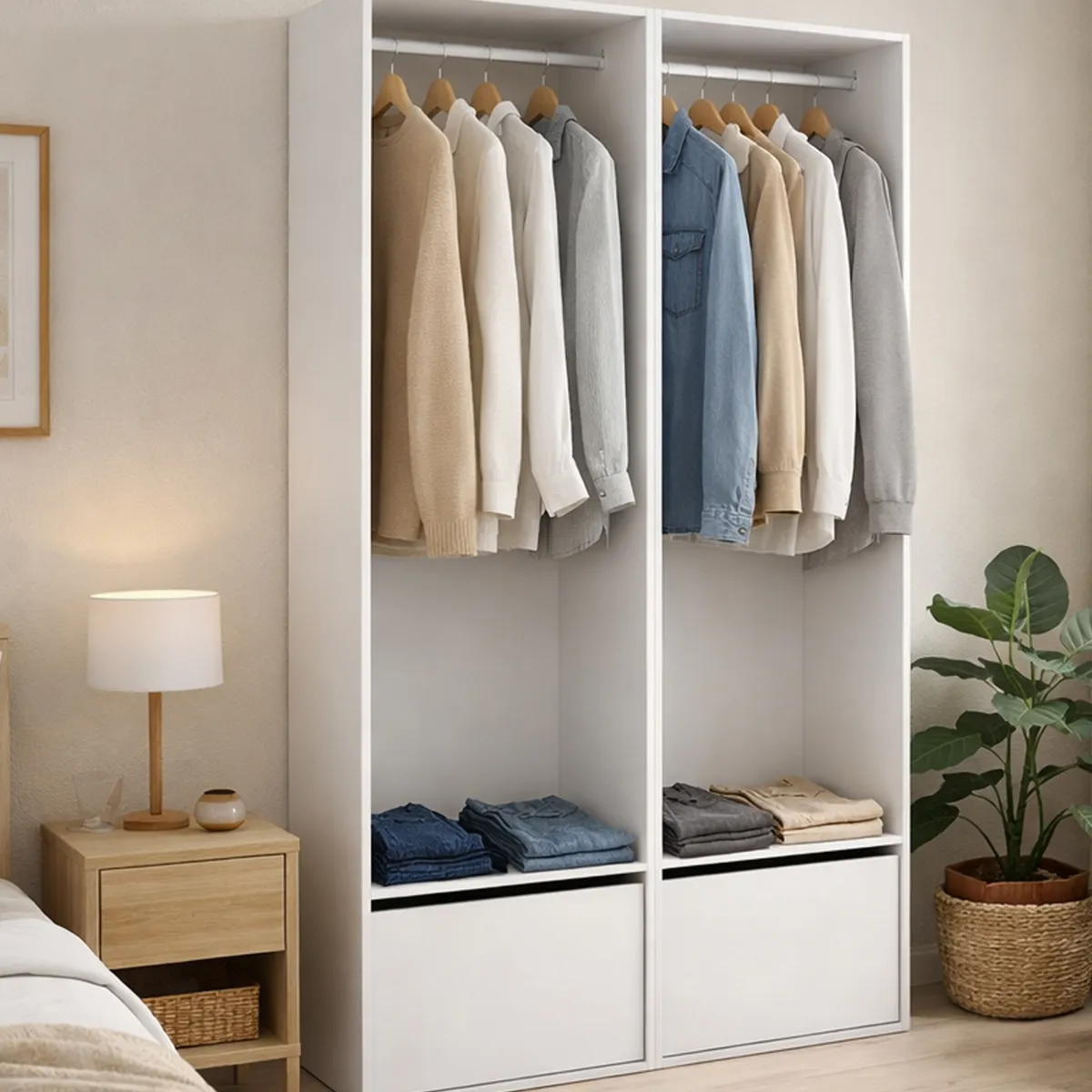 Cabine Armadio|Altri Guardaroba > Dmora Cabina armadio salvaspazio bianca e rovere 120x205h cm - Pewa Marrone, Bianco Rovere
