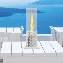 Caminetto a bioetanolo da tavolo 20x20x49h cm nero e oro - Alme