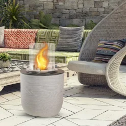 Caminetto a bioetanolo da tavolo 35x35x55h cm grigio chiaro - Agazzano