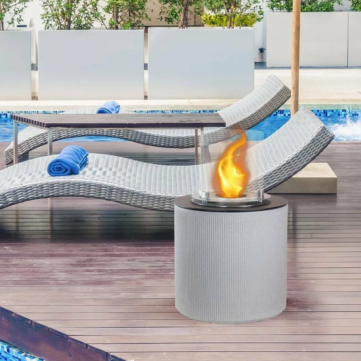 Caminetto a bioetanolo da tavolo 36x36x56h cm grigio - Maynila