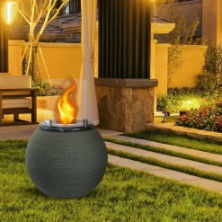 Caminetto a bioetanolo da tavolo 40x40x54h cm verde - Alliste
