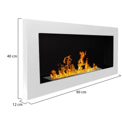 Camino a Bioetanolo Bianco Capacità 0.75 lt Superficie Riscaldabile 25 90x12x40h cm, Potenza (kw) 2.5 - Pedaso