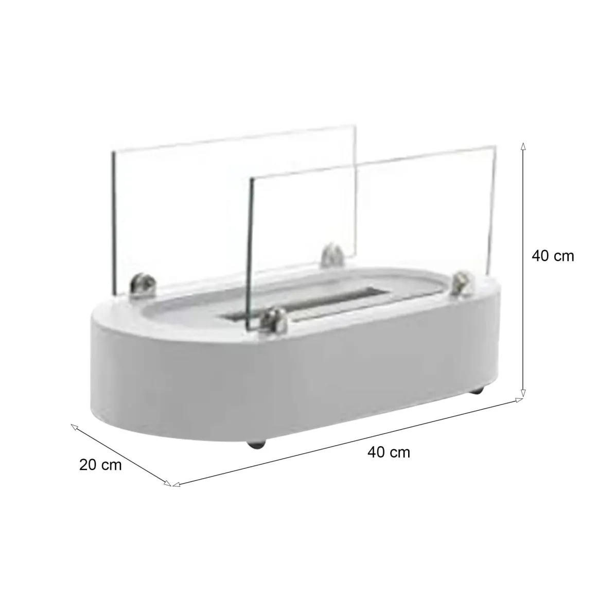 Camino a Bioetanolo Bianco Capacità 1 lt Superficie Riscaldabile 30 40x20x20h cm, Potenza (kw) 2.5 - Lahabana