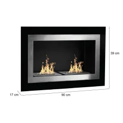 Camino a bioetanolo da parete o incasso 17x90x39h cm nero - Adro