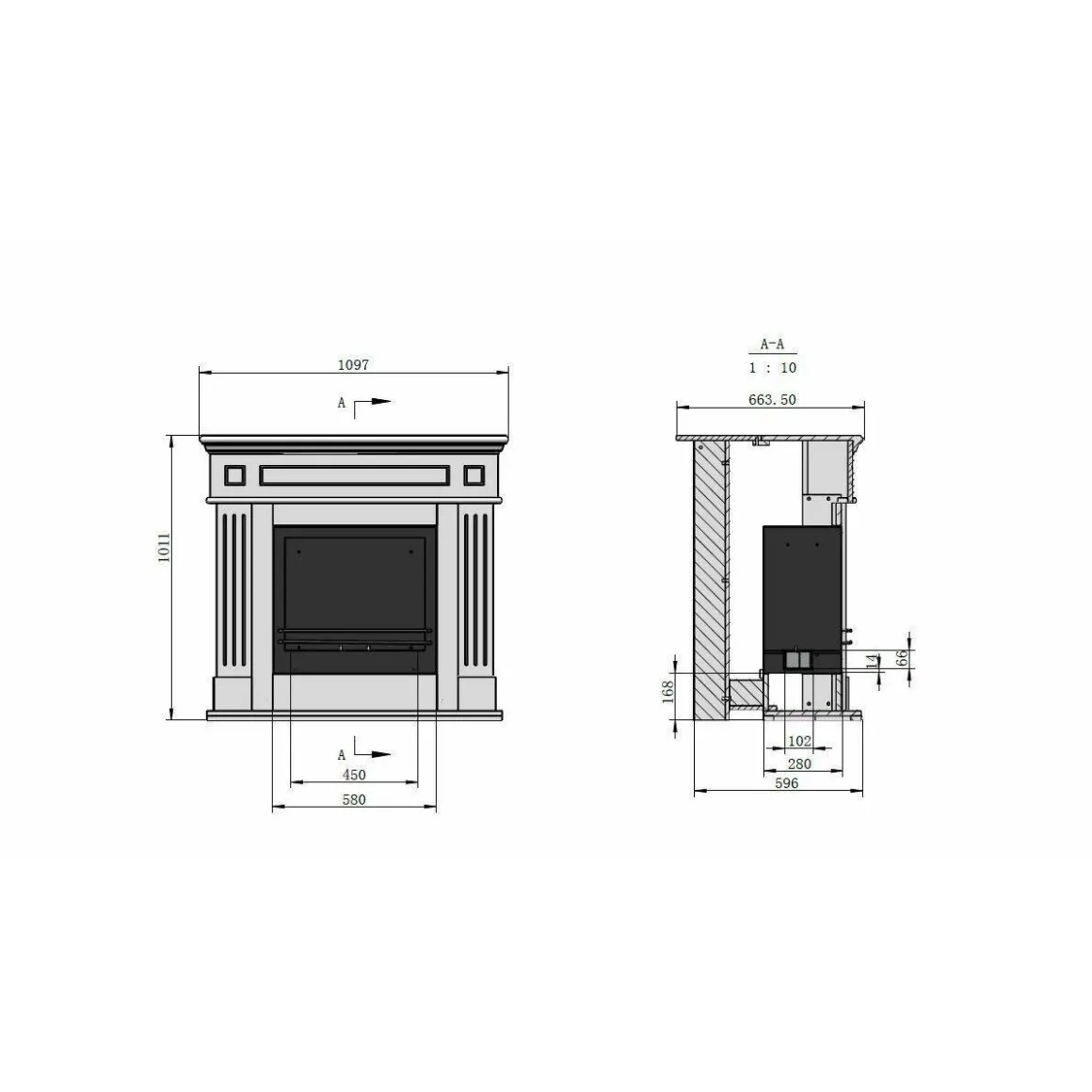 Camini A Bioetanolo > Dmora Camino a bioetanolo da pavimento 121x38x108h cm - Arborio Bianco
