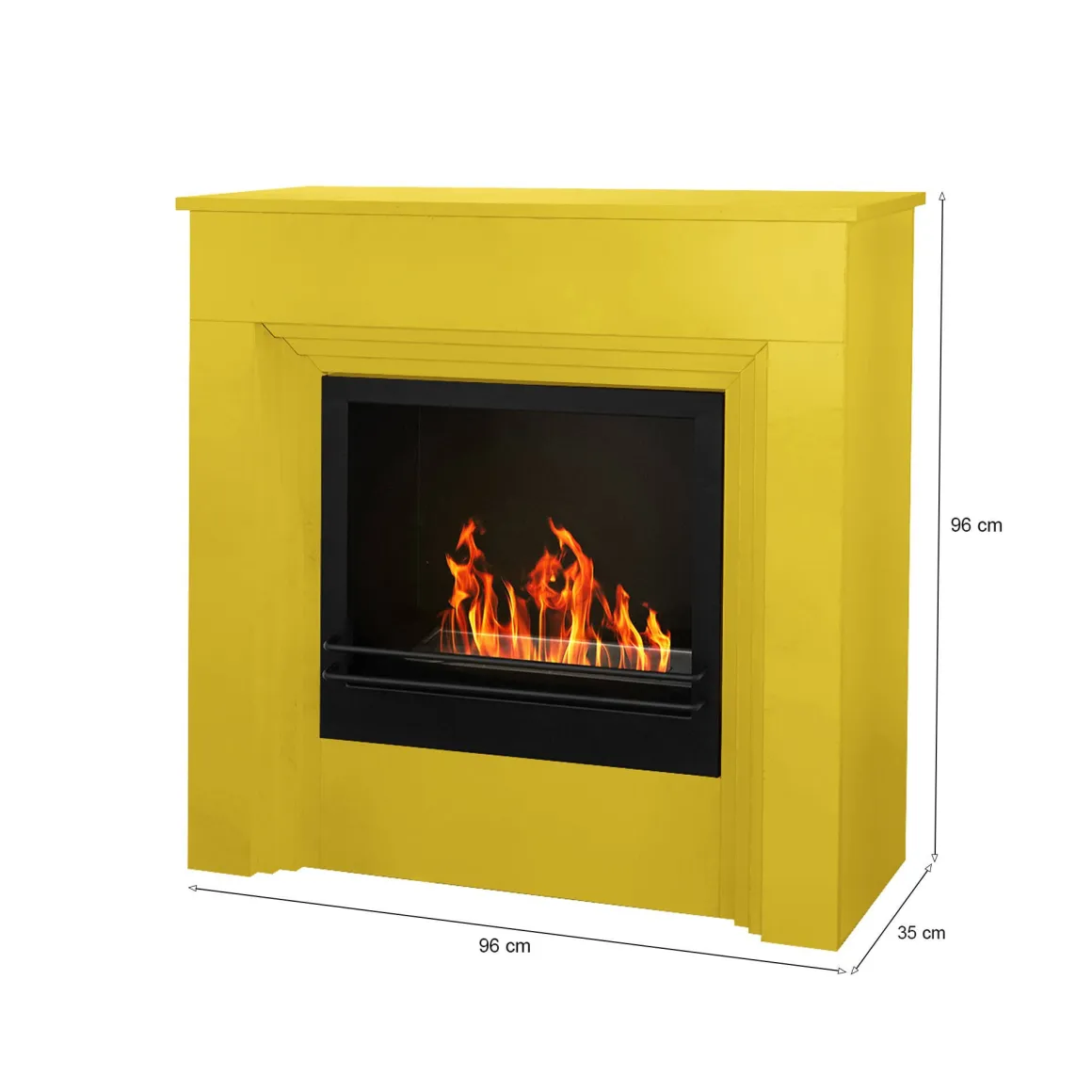 Camini A Bioetanolo > Dmora Camino a bioetanolo da pavimento 35x96x96h cm - Kinsasa Grigio