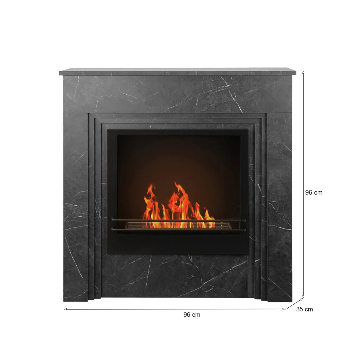 Camino a bioetanolo da pavimento 35x96x96h cm nero - Kinsasa