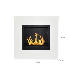 Camini A Bioetanolo > Dmora Camino a bioetanolo da pavimento 37x110x102h cm - Aradeo Bianco