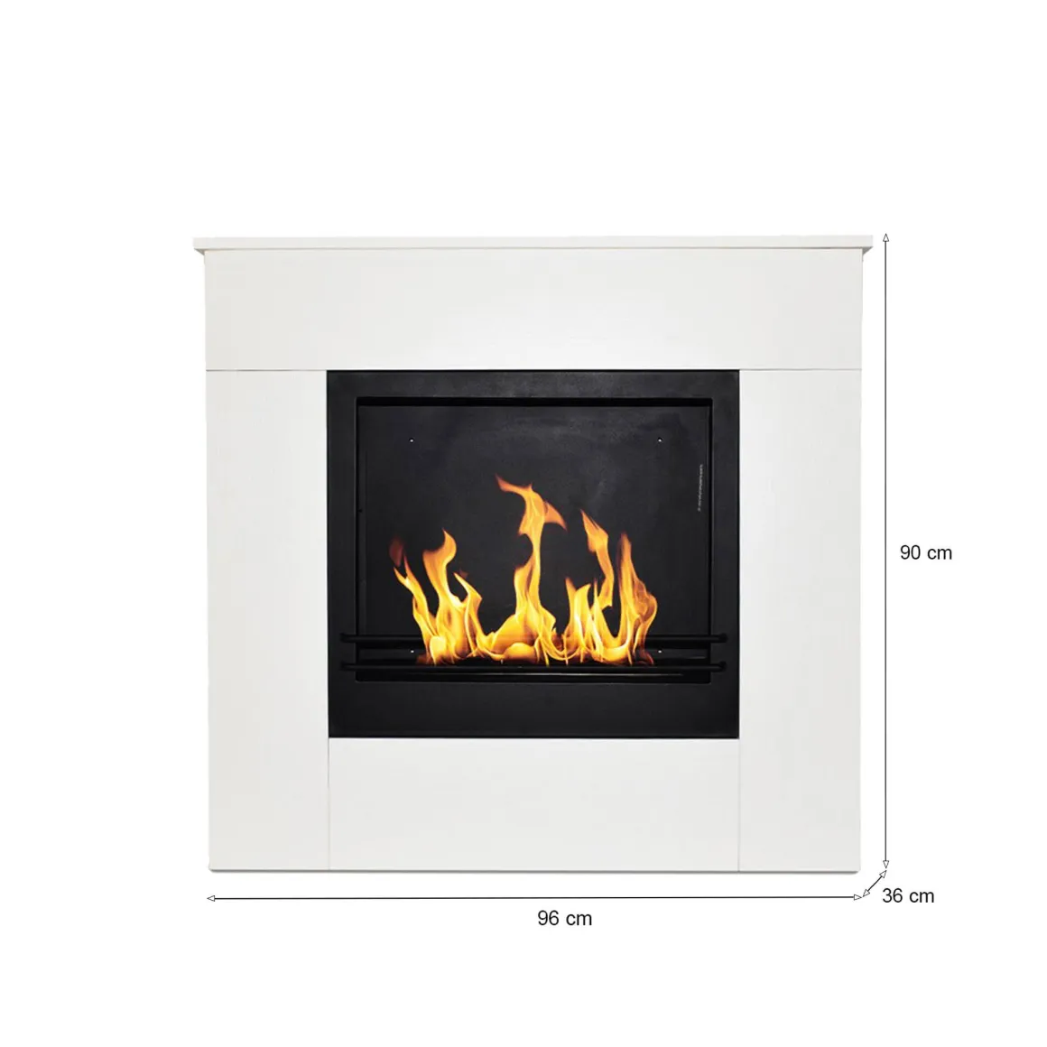 Camini A Bioetanolo > Dmora Camino a bioetanolo da pavimento 37x110x102h cm - Aradeo Bianco