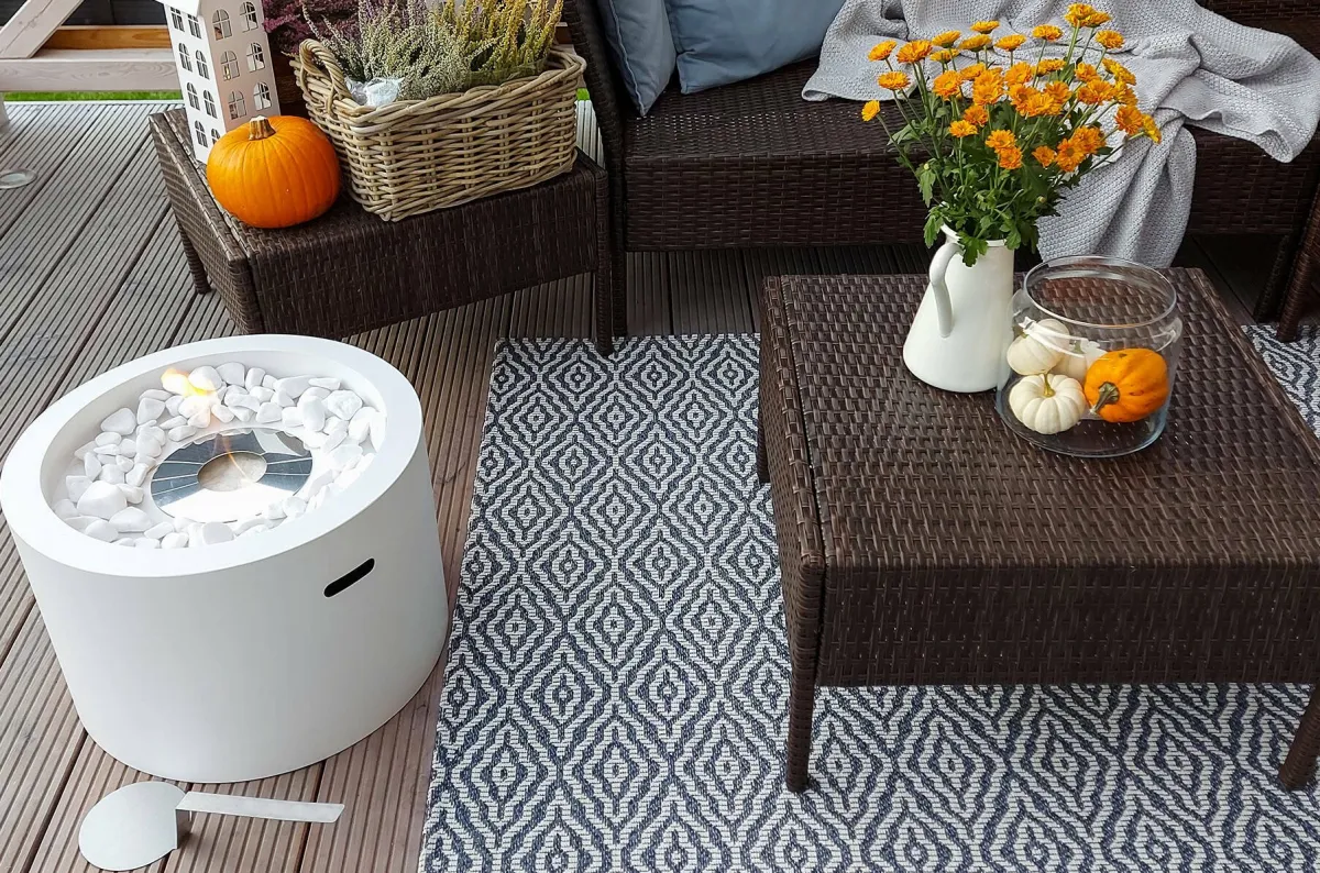 Camini A Bioetanolo > Dmora Camino a bioetanolo da tavolo 47x47x32h cm - Aielli Bianco
