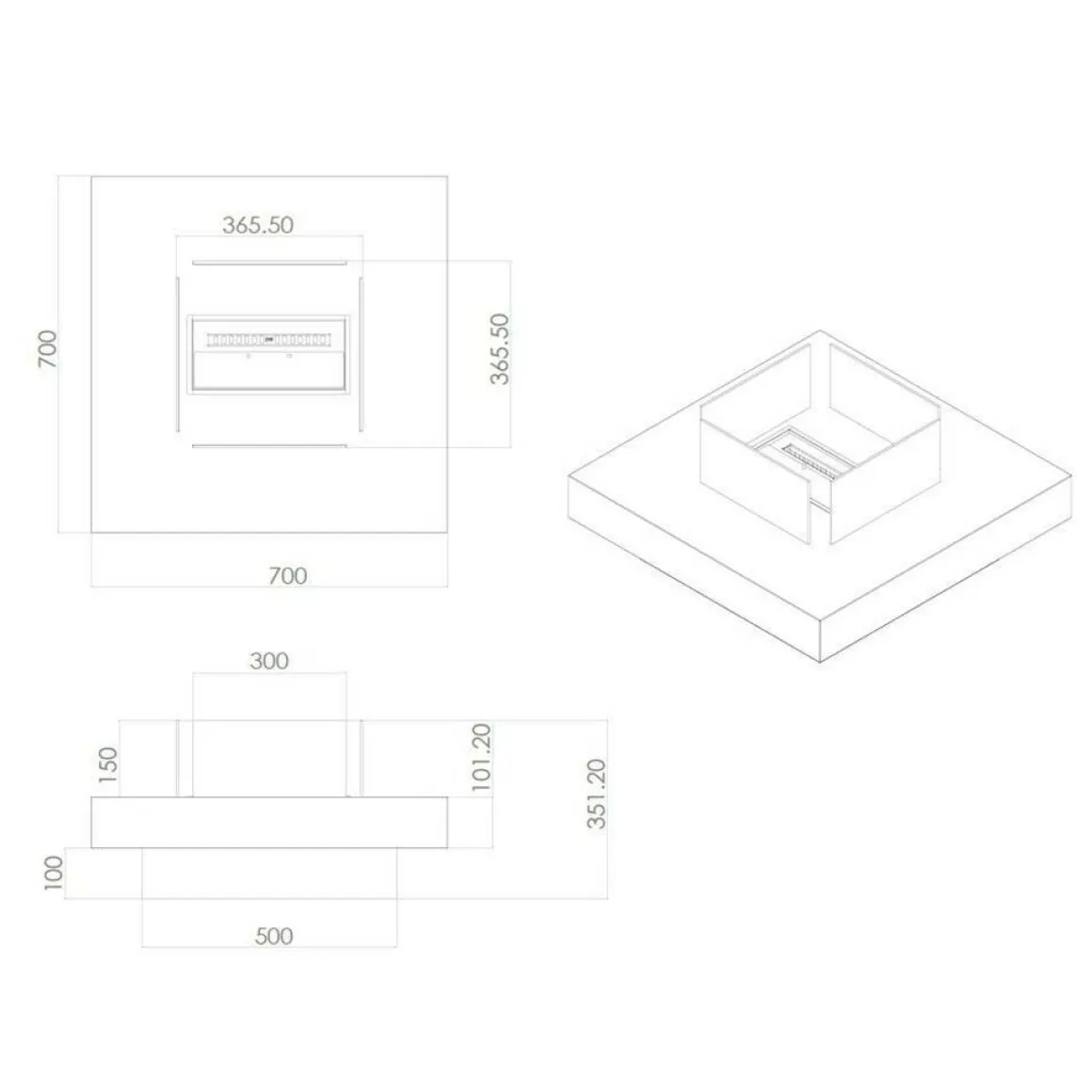 Camini A Bioetanolo > Dmora Camino a bioetanolo da tavolo 70x70x36h cm - Alife Nero