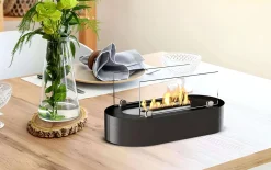 Camini A Bioetanolo > Dmora Camino a Bioetanolo Nero Argento Capacità 1 lt Superficie Riscaldabile 30 40x20x20h cm, Potenza (kw) 2.5 - Lahabana Argento, Nero