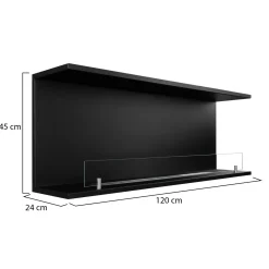Camini A Bioetanolo > Dmora Camino a Bioetanolo Capacità 1.5 lt Superficie Riscaldabile 30 90x15x40h cm, Potenza (kw) 3 - Guardea Nero