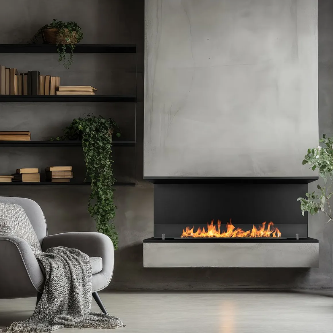 Camini A Bioetanolo > Dmora Camino a Bioetanolo Capacità 1.5 lt Superficie Riscaldabile 30 90x15x40h cm, Potenza (kw) 3 - Guardea Nero