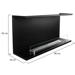 Camini A Bioetanolo > Dmora Camino a Bioetanolo Capacità 1.5 lt Superficie Riscaldabile 30 90x30x50h cm, Potenza (kw) 3 - Bassano Nero