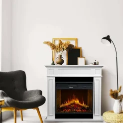 Camini A Bioetanolo > Dmora Camino elettrico Airola, 90x28 h91 cm, Bianco
